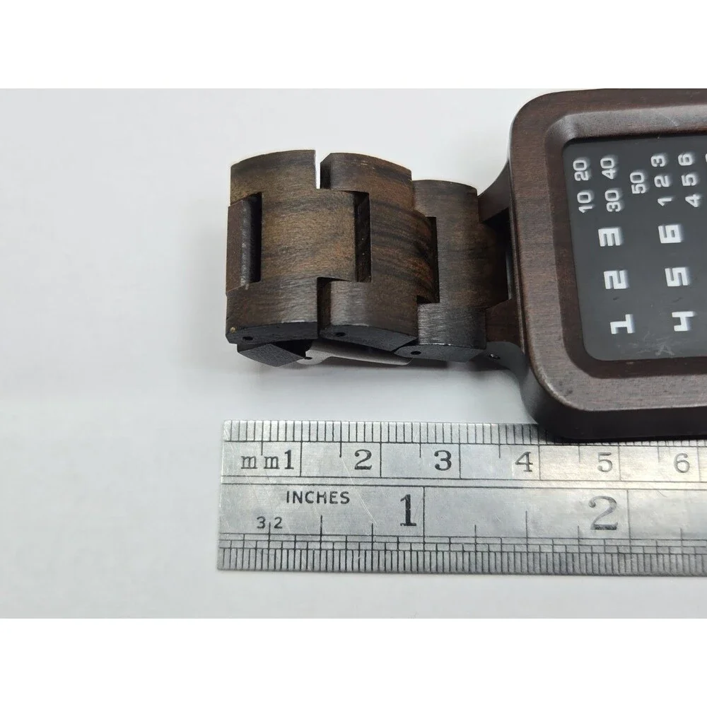 BOBO BIRD Mens Digital Wooden Watch LED Binary Date Retro Dark Brown New Battery